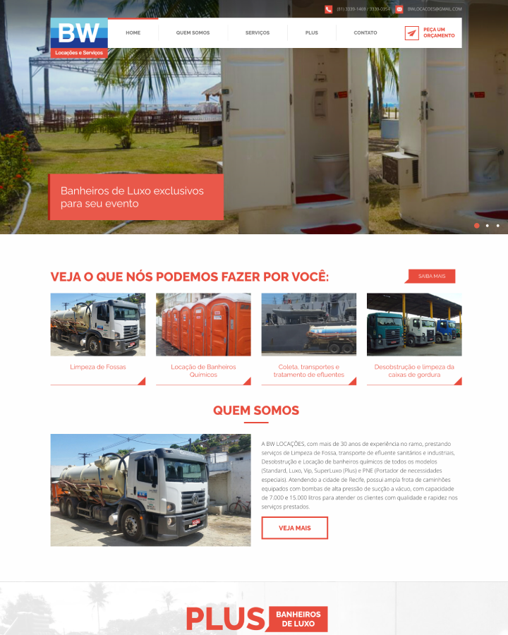 Site institucional da BW Locações e Serviços