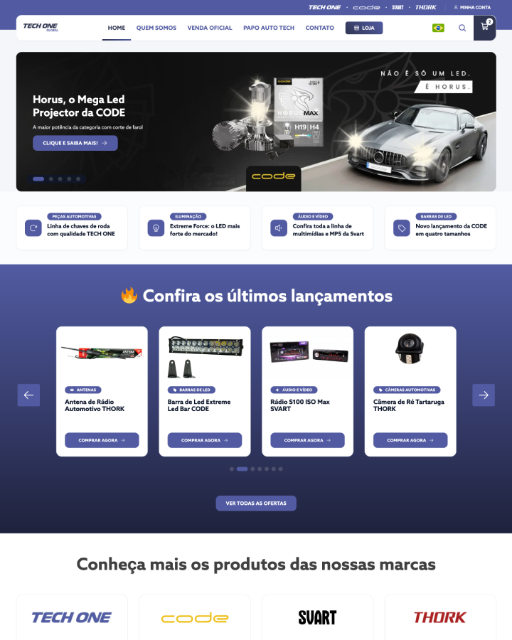 E-commerce e site institucional da Tech One